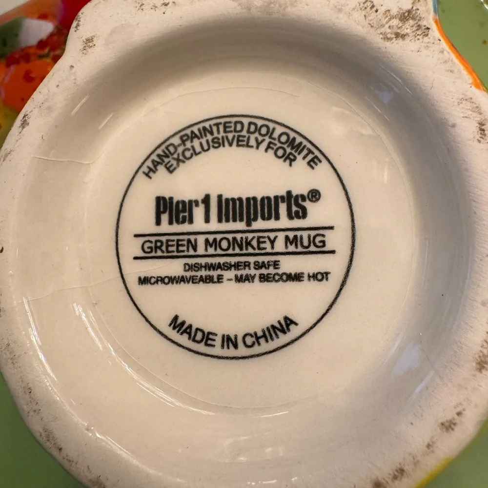 Pier 1 Vibrant Monkey Mug